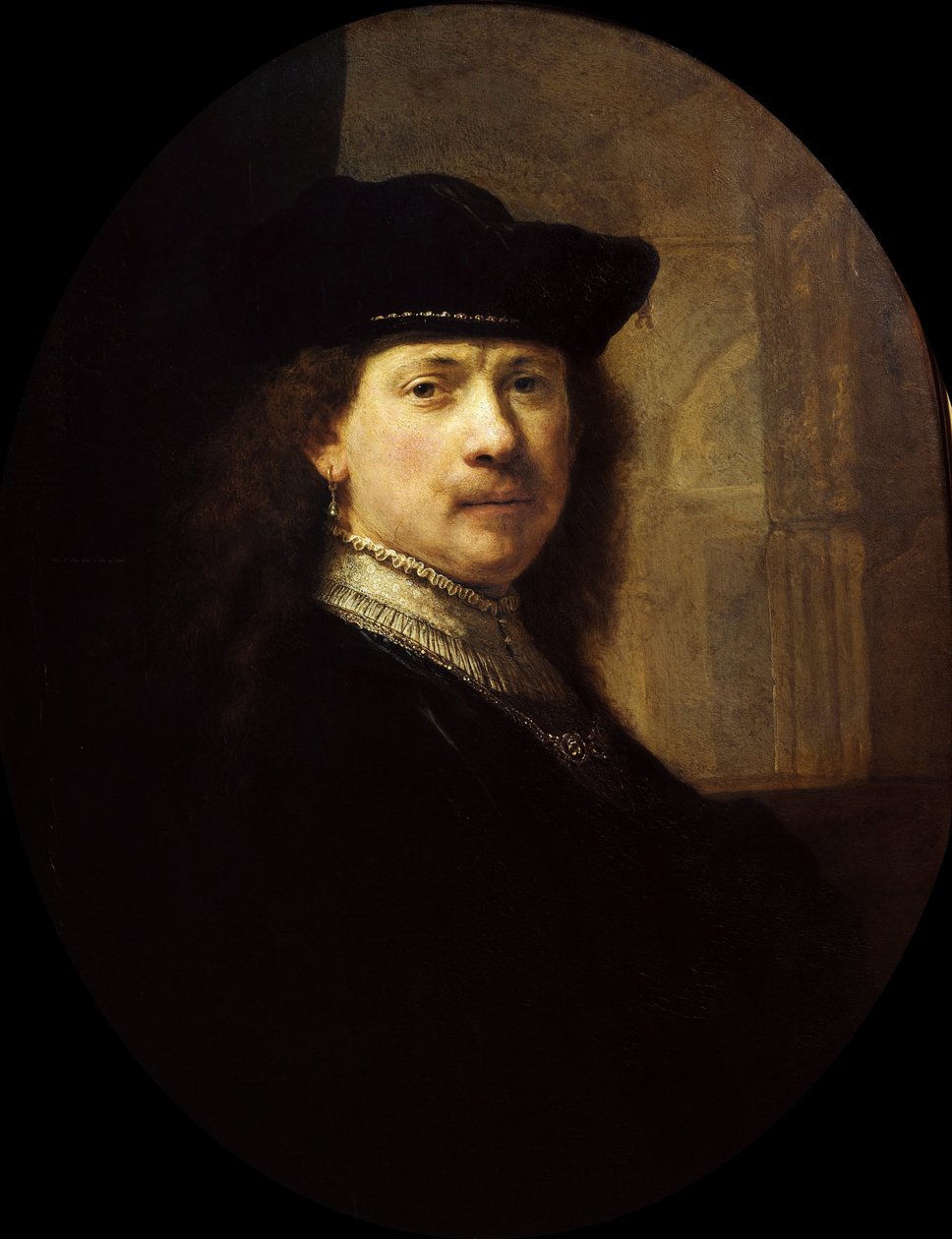 Önarckép építészeti háttérrel, 1639 körül. alkotó: Rembrandt van Rhijn,