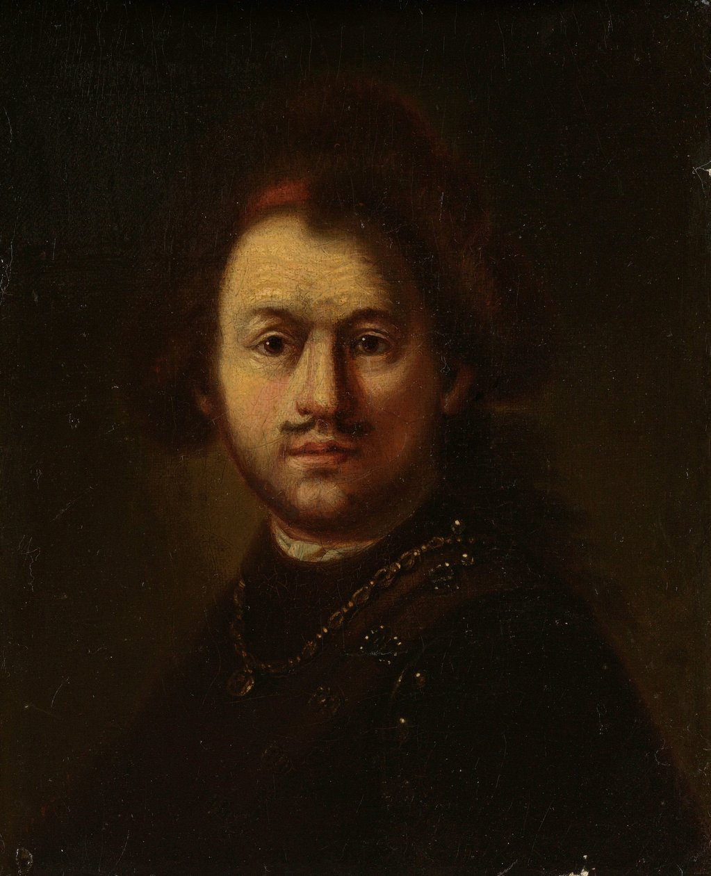 Rembrandt Harmensz portréja. Rajnából alkotó: Rembrandt van Rijn (follower of)
