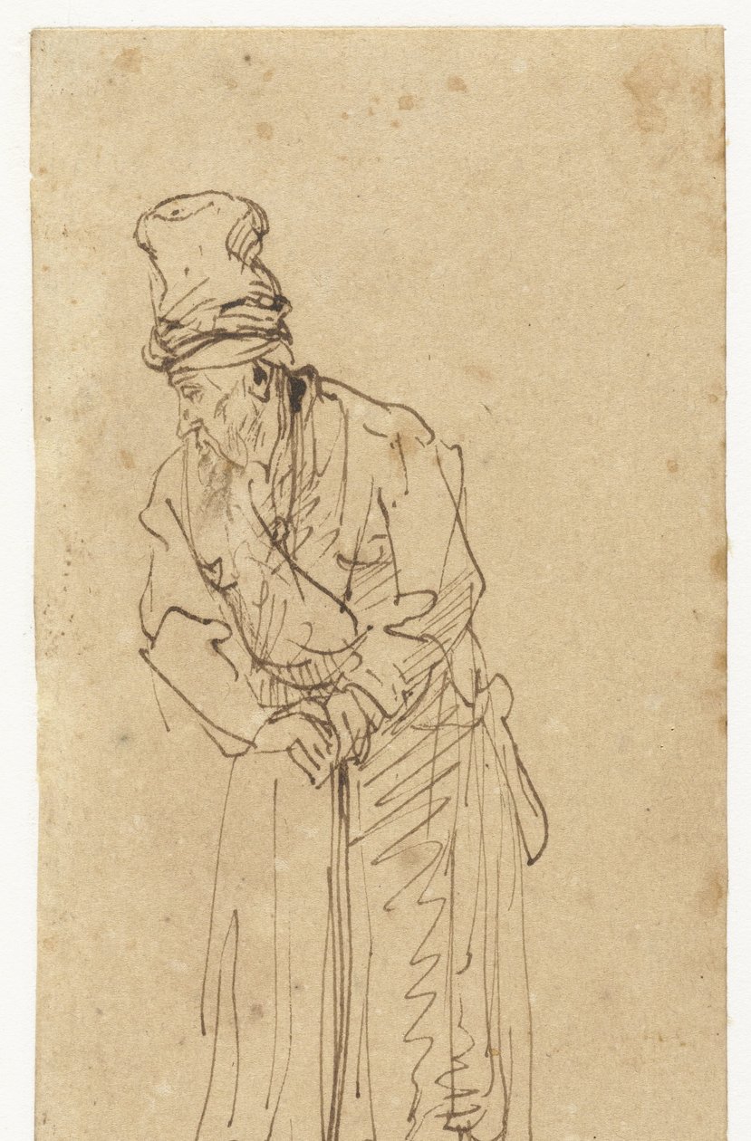 Öreg botra támaszkodva alkotó: Rembrandt van Rijn (school of)