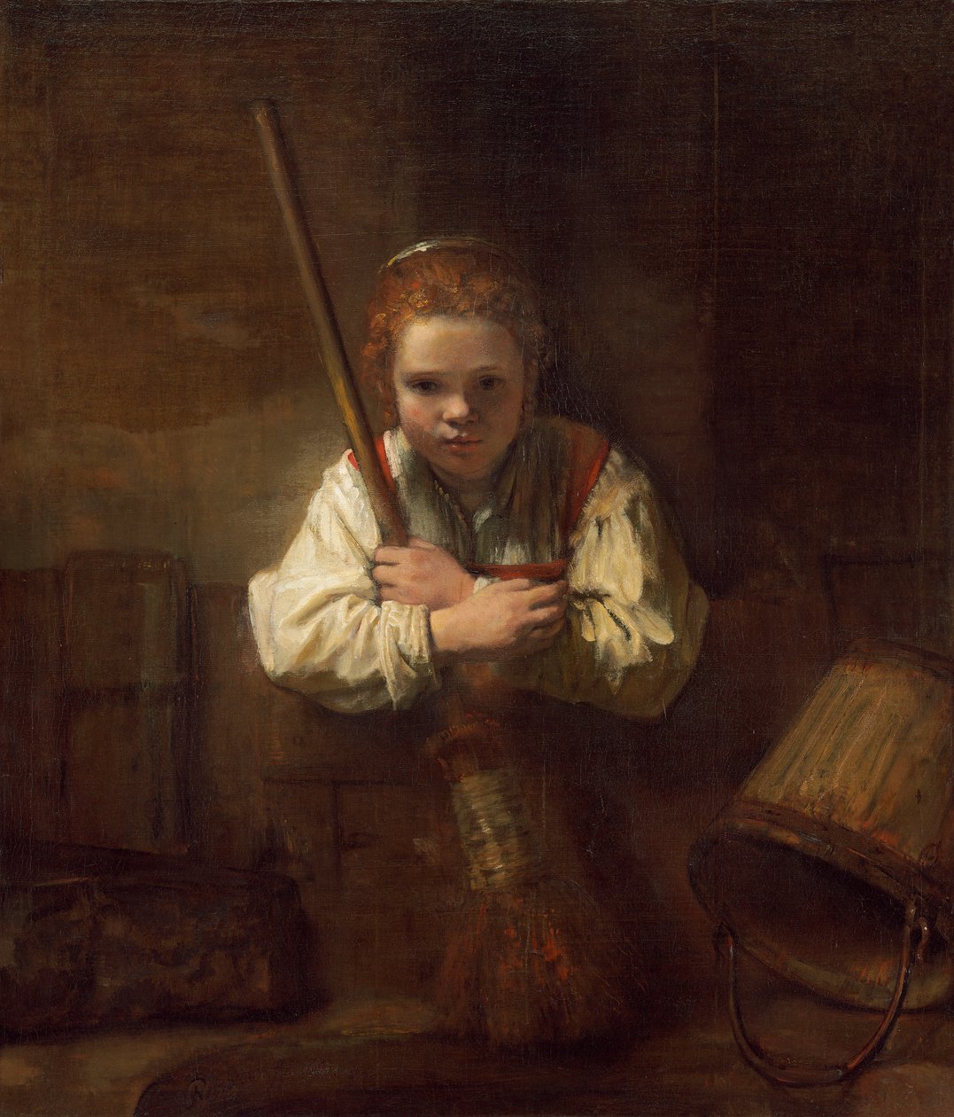 Lány seprűvel, 1651 alkotó: Rembrandt van Rijn
