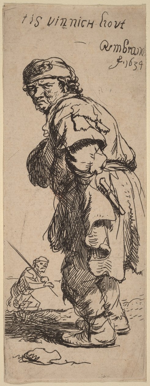Egy paraszt kiáltja: „tis vinnich kout” (Rágó hideg van) alkotó: Rembrandt van Rijn