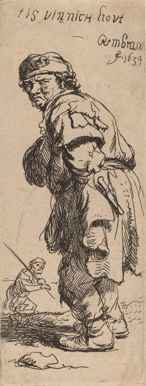 Egy paraszt kiált: tis vinnich kout Hideg van, 1634. alkotó: Rembrandt van Rijn