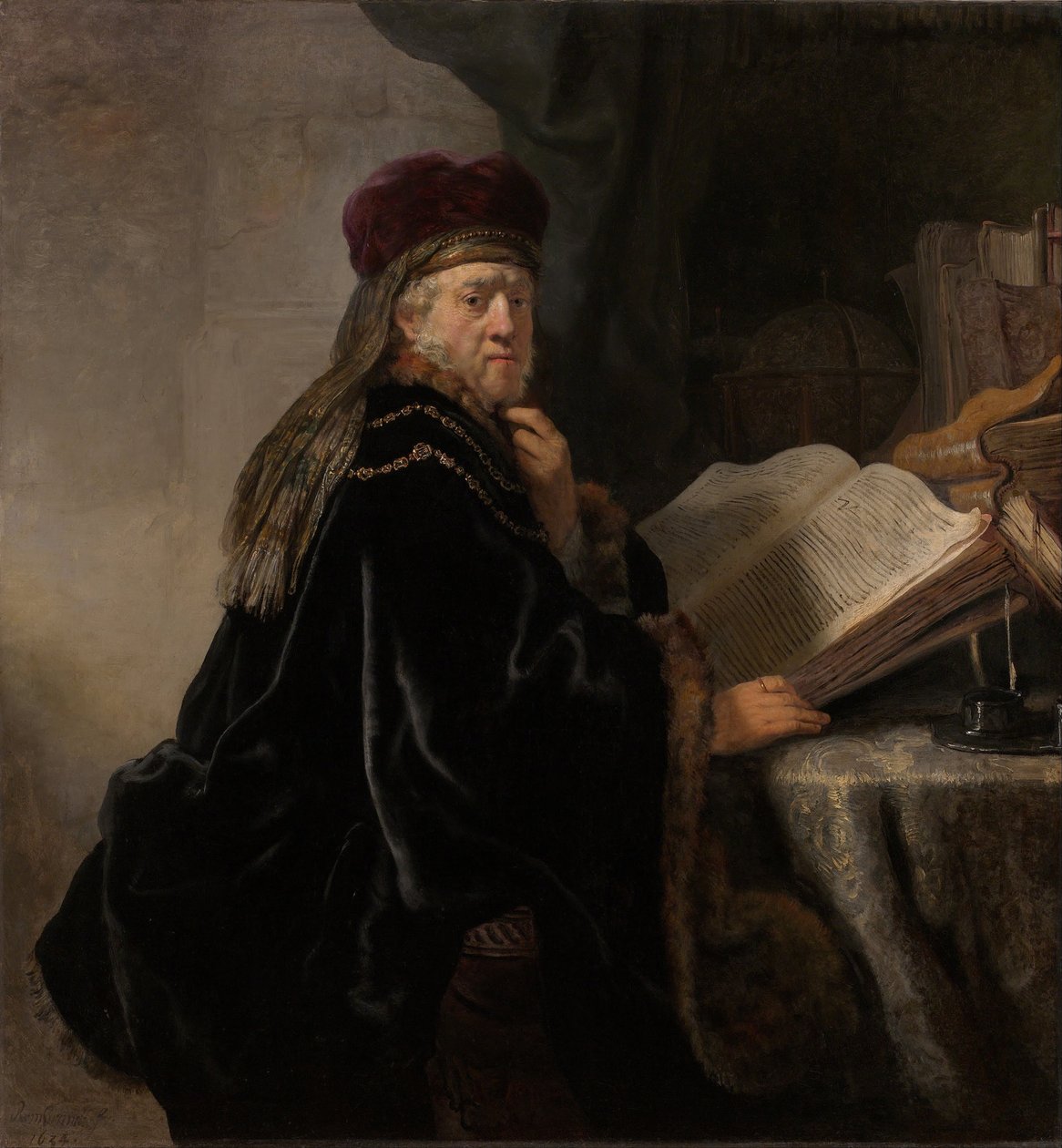 Az íróasztalnál ülő tudós Tudós a dolgozószobájában alkotó: Rembrandt van Rijn