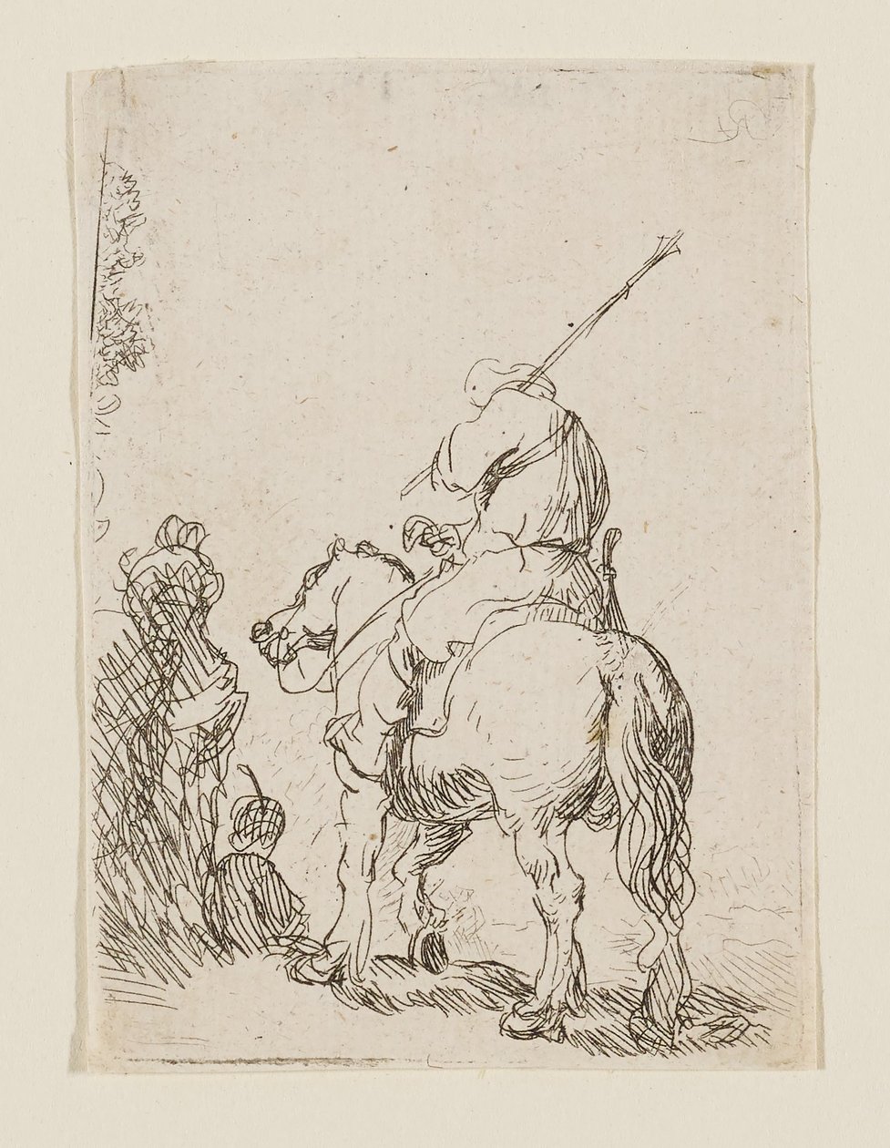 Turbános katona lóháton alkotó: Rembrandt van Rijn