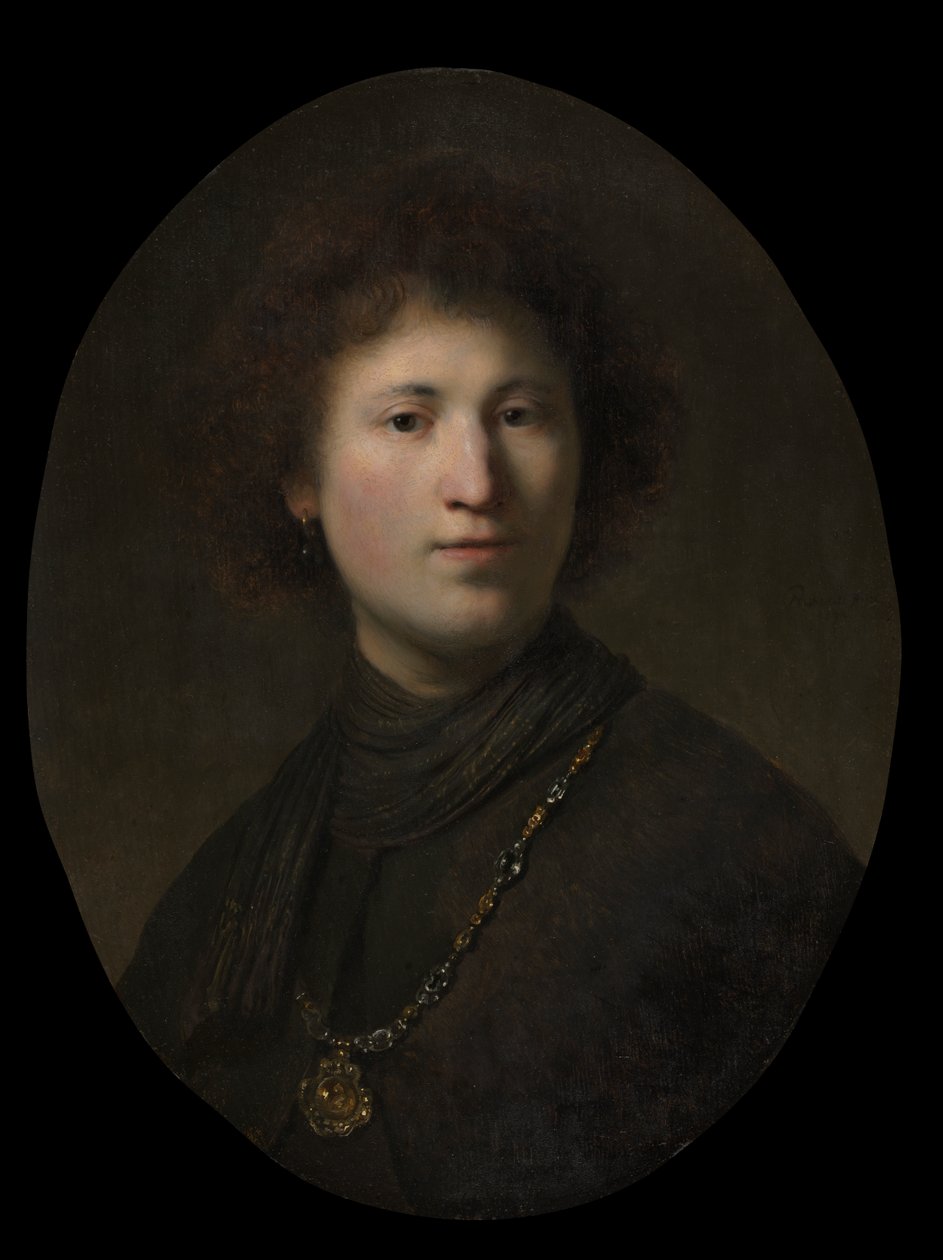 Egy fiatal férfi lánccal alkotó: Rembrandt van Rijn