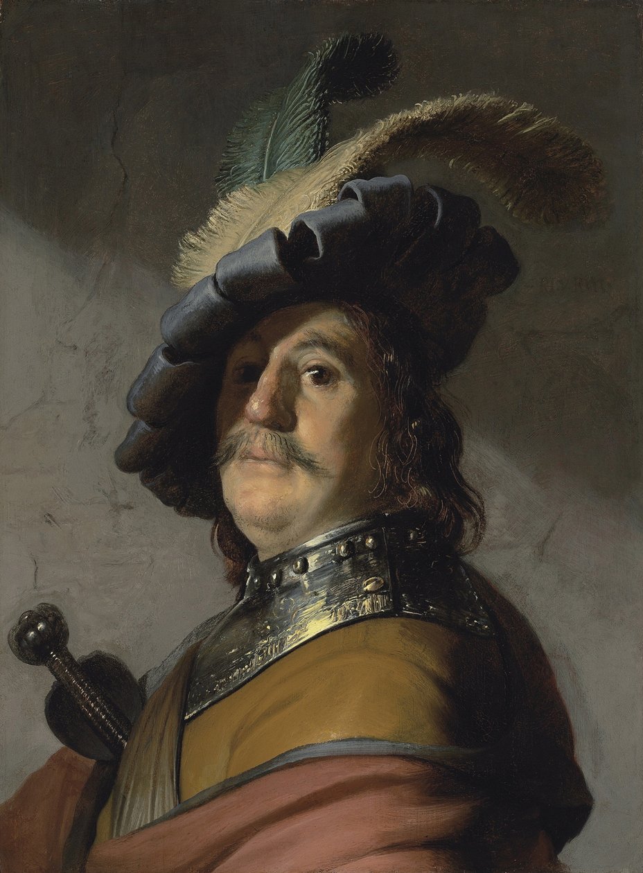 Egy férfi szurdokban és sapkában alkotó: Rembrandt van Rijn