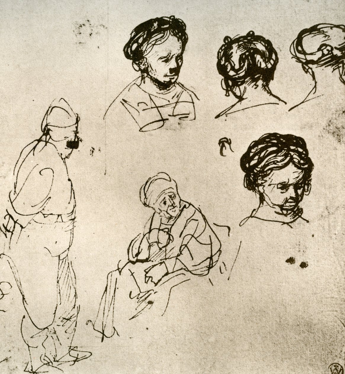 Egy oldal vázlatok, 1913. alkotó: Rembrandt van Rijn