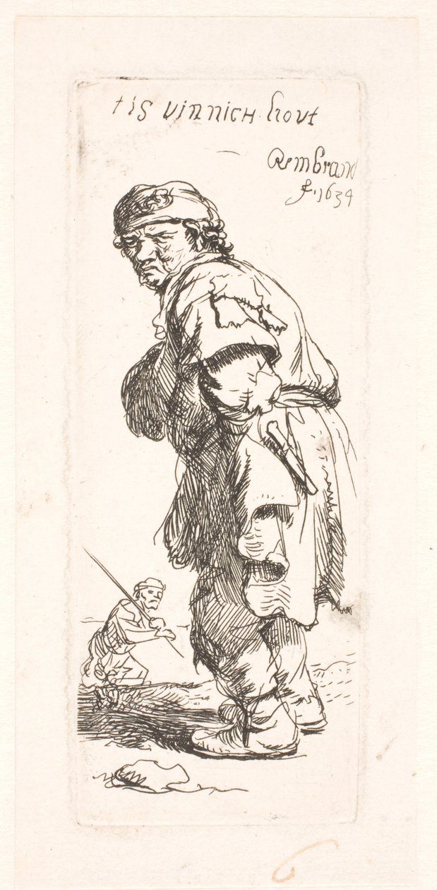 Egy paraszt: a páros egyik tagja, aki kiabál alkotó: Rembrandt van Rijn