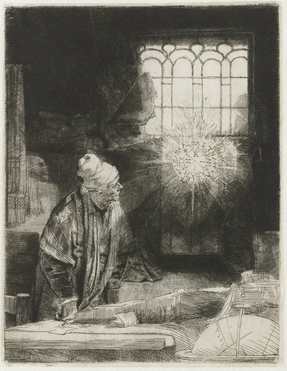 Egy tudós a dolgozószobájában alkotó: Rembrandt van Rijn