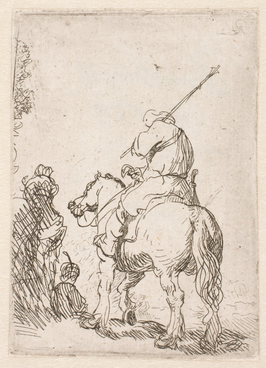 Turbános katona lóháton alkotó: Rembrandt van Rijn