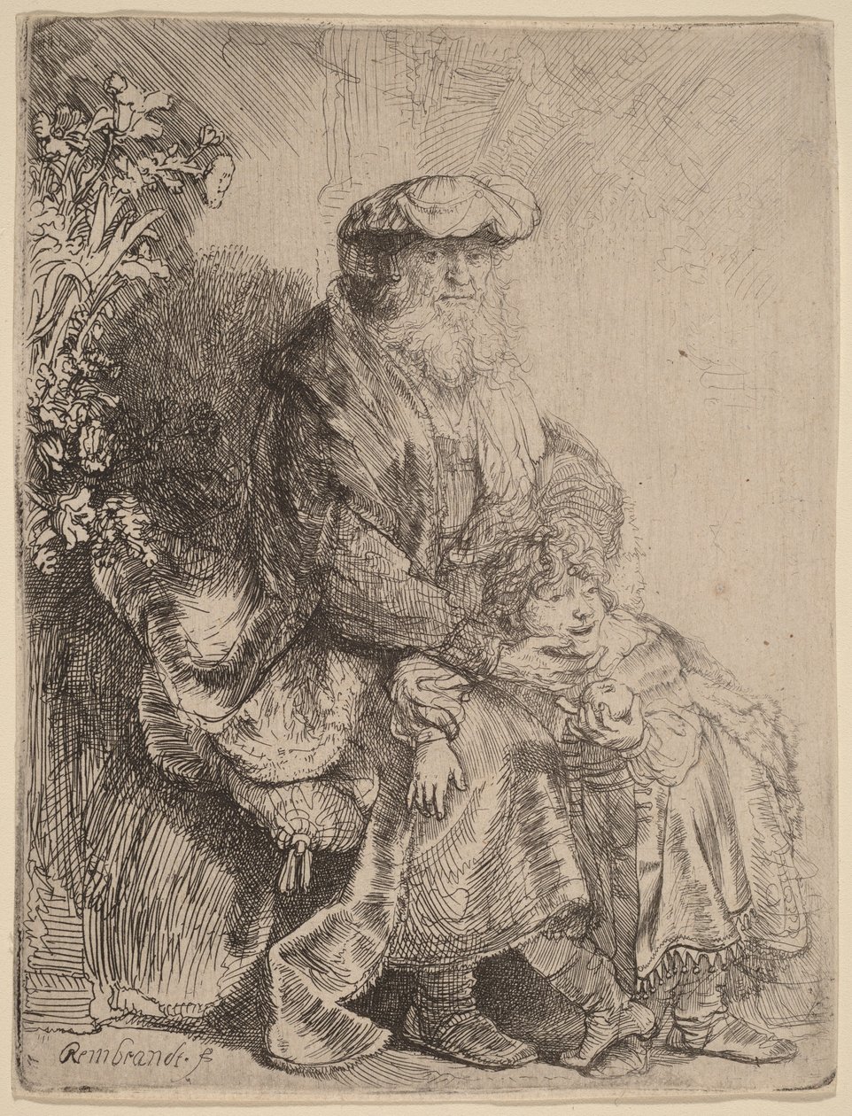 Ábrahám megsimogatja Izsákot alkotó: Rembrandt van Rijn