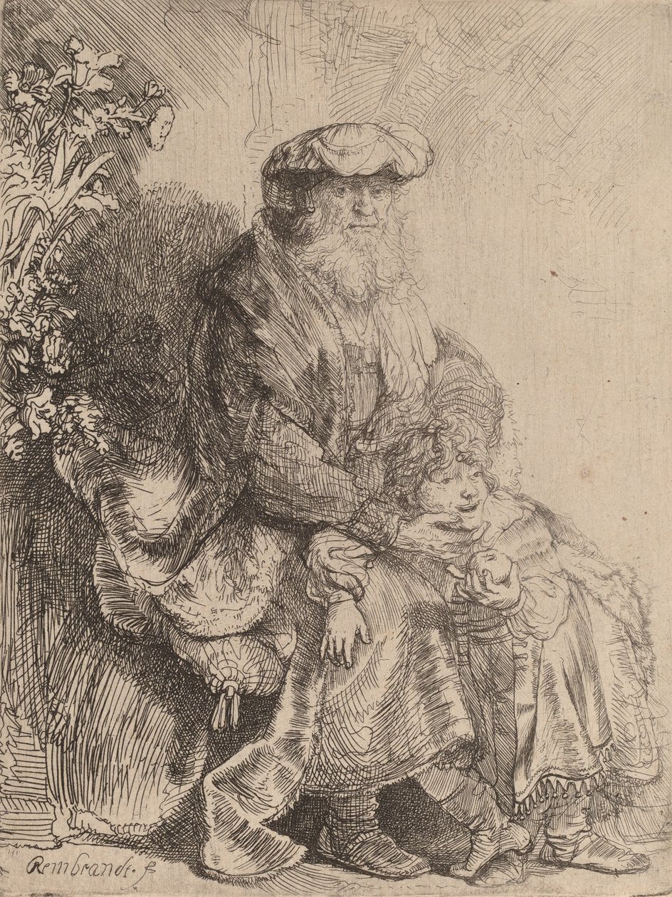 Ábrahám simogatja Izsákot, c. 1637. alkotó: Rembrandt van Rijn