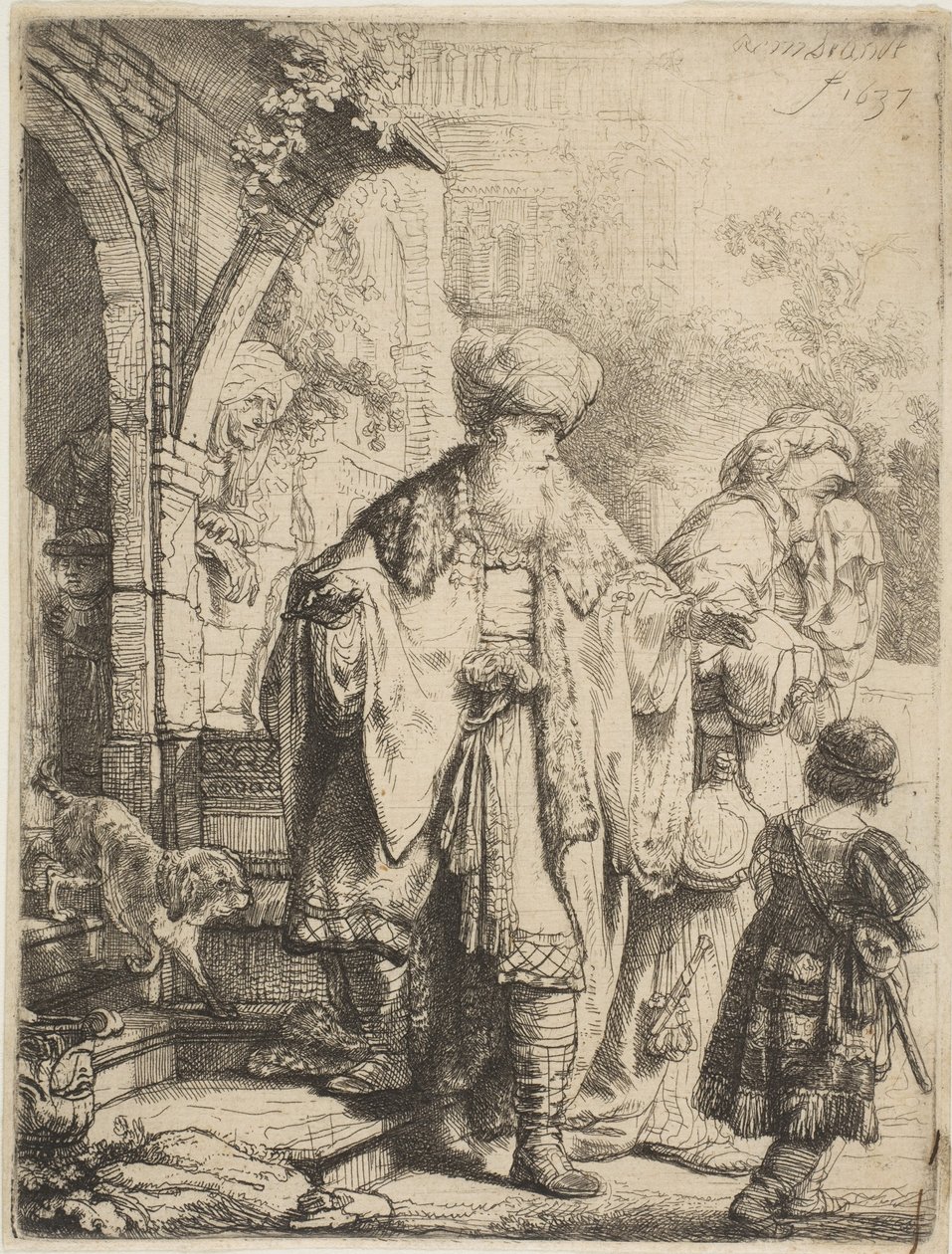 Ábrahám kiűzi Hágárt és Izmaelt, 1637. alkotó: Rembrandt van Rijn