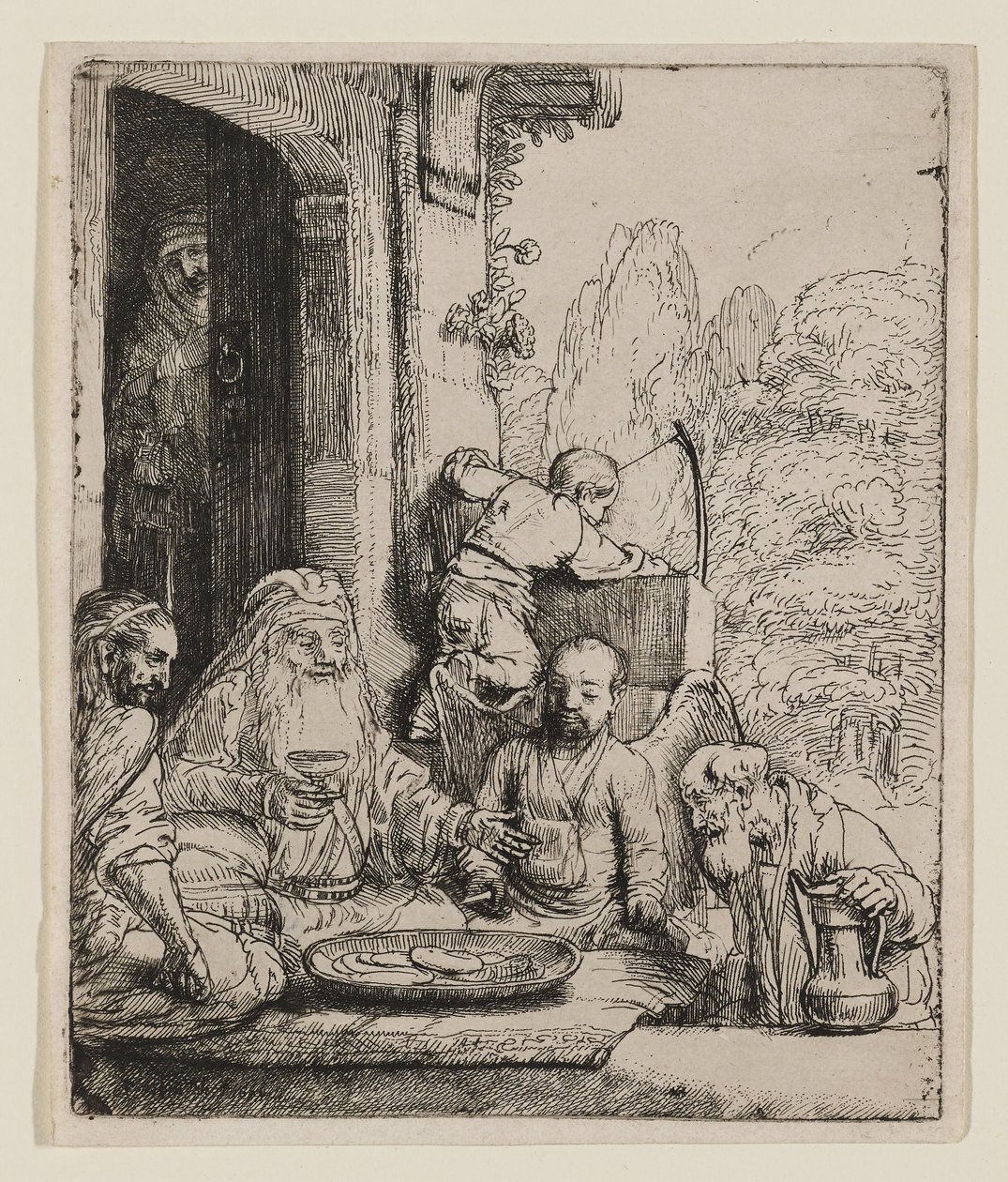 Ábrahám vendégül látja az angyalokat alkotó: Rembrandt van Rijn