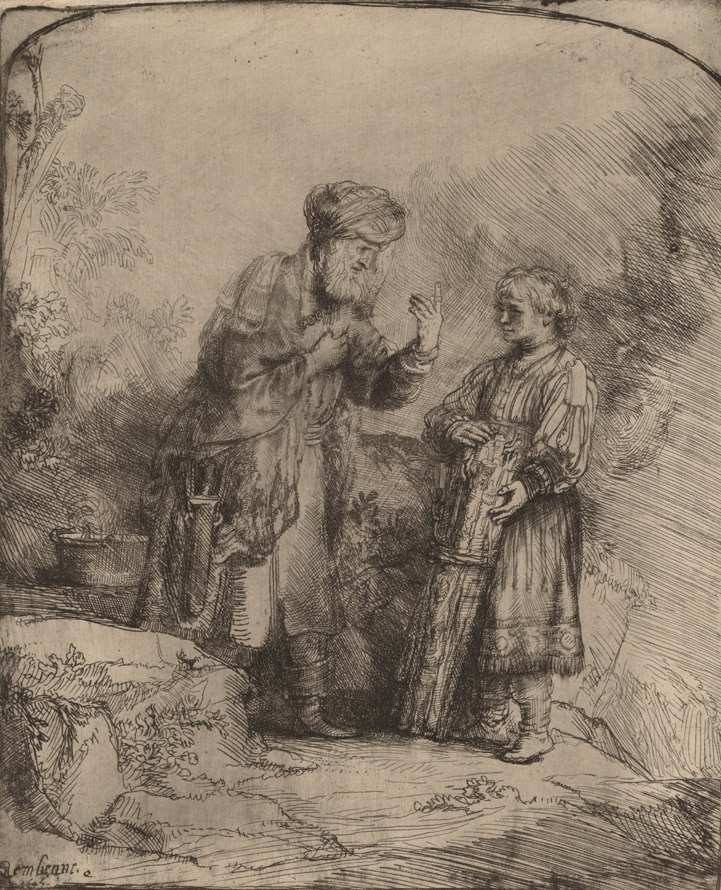 Ábrahám és Izsák, 1645. alkotó: Rembrandt van Rijn