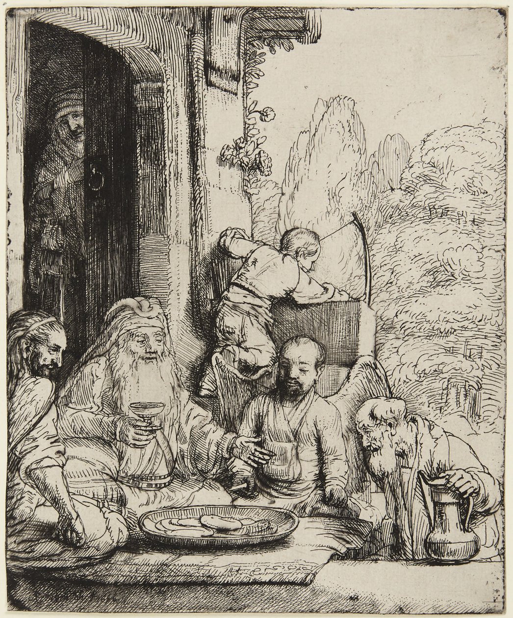 Ábrahám vendégül látja az angyalokat alkotó: Rembrandt van Rijn