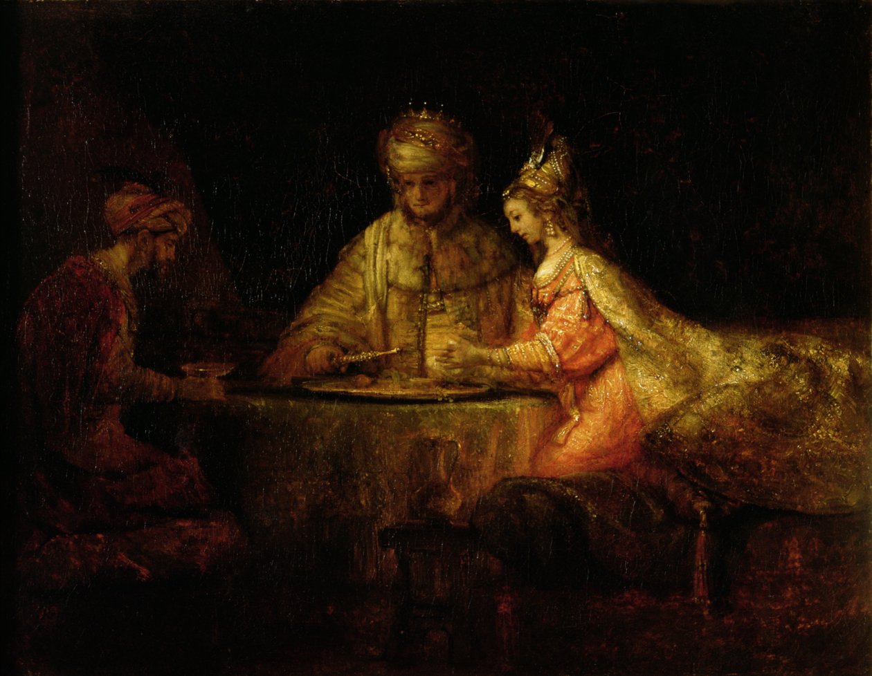 Ahasvérus (Xerxész), Hámán és Eszter, 1660 körül alkotó: Rembrandt van Rijn