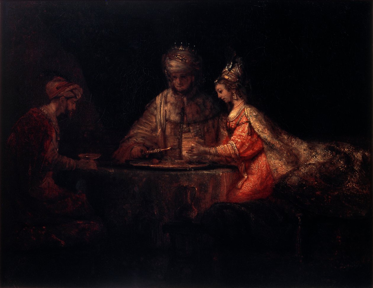 Ahasvérus, Hámán és Eszter, 1660. alkotó: Rembrandt van Rijn