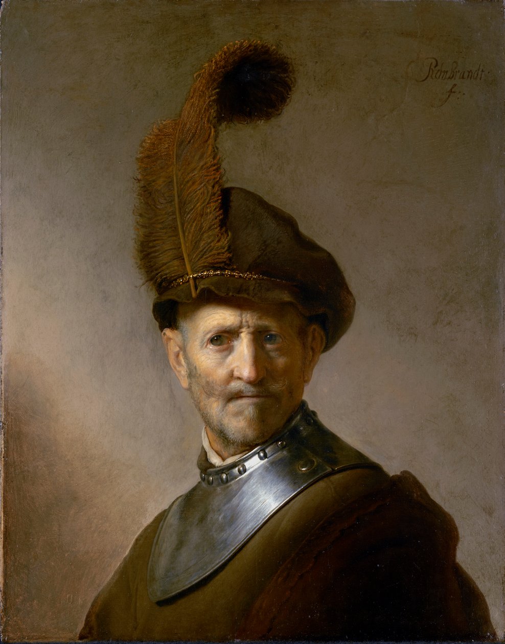 Egy öreg katonaviseletben (korábbi nevén Rembrandt apjának portréja), 1630 körül alkotó: Rembrandt van Rijn