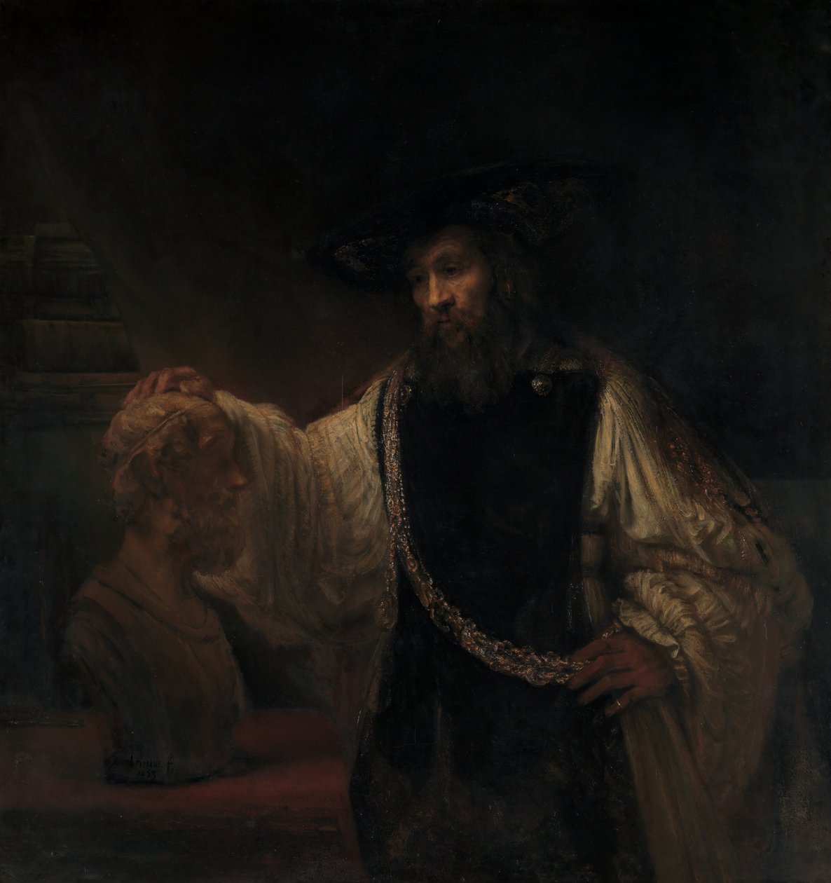 Arisztotelész Homérosz mellszobrával, 1653. alkotó: Rembrandt van Rijn