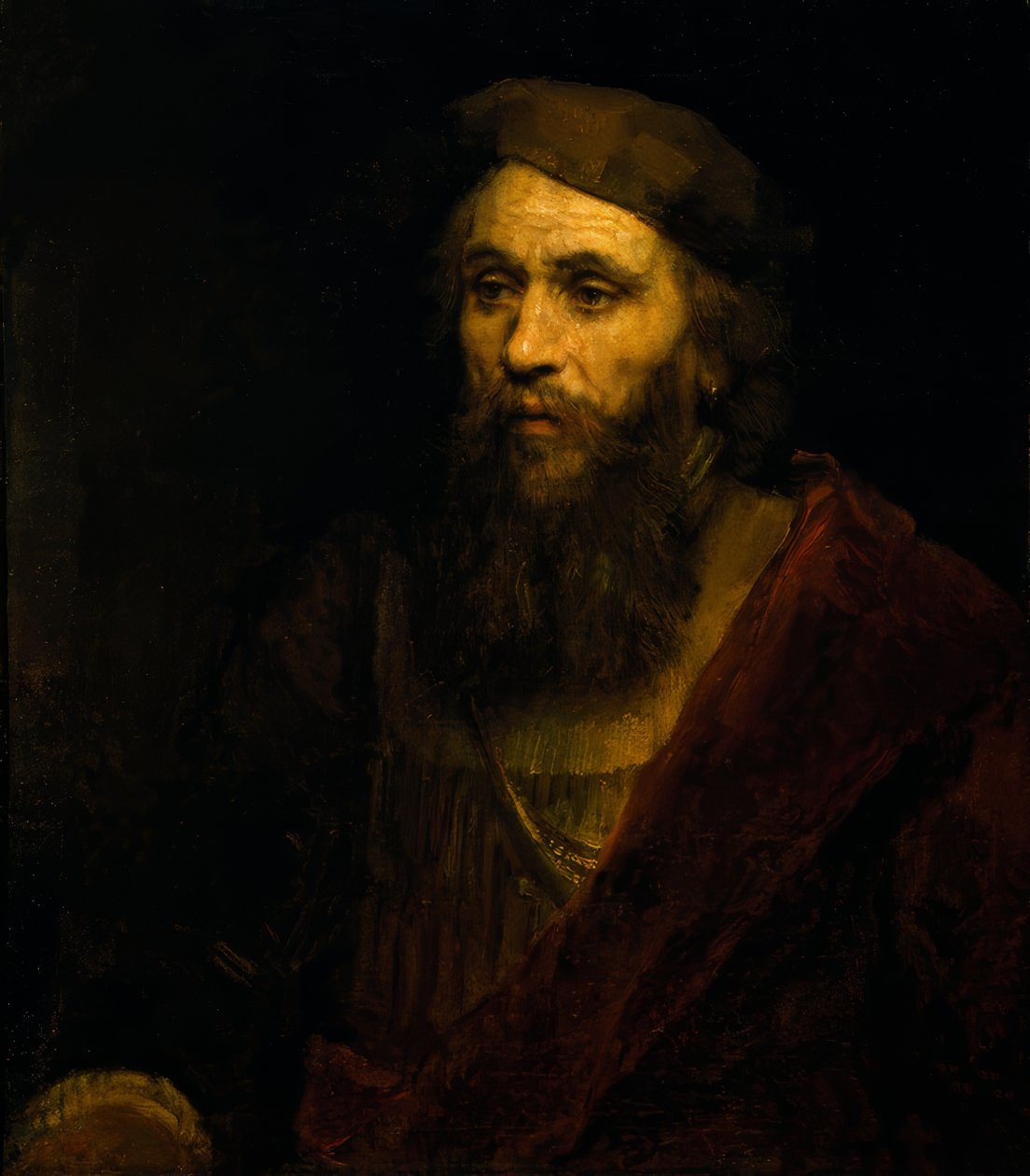 Szakállas férfi kalapban alkotó: Rembrandt van Rijn