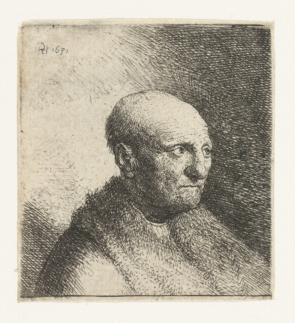 Kopasz prémes köpenyben: mellszobor alkotó: Rembrandt van Rijn