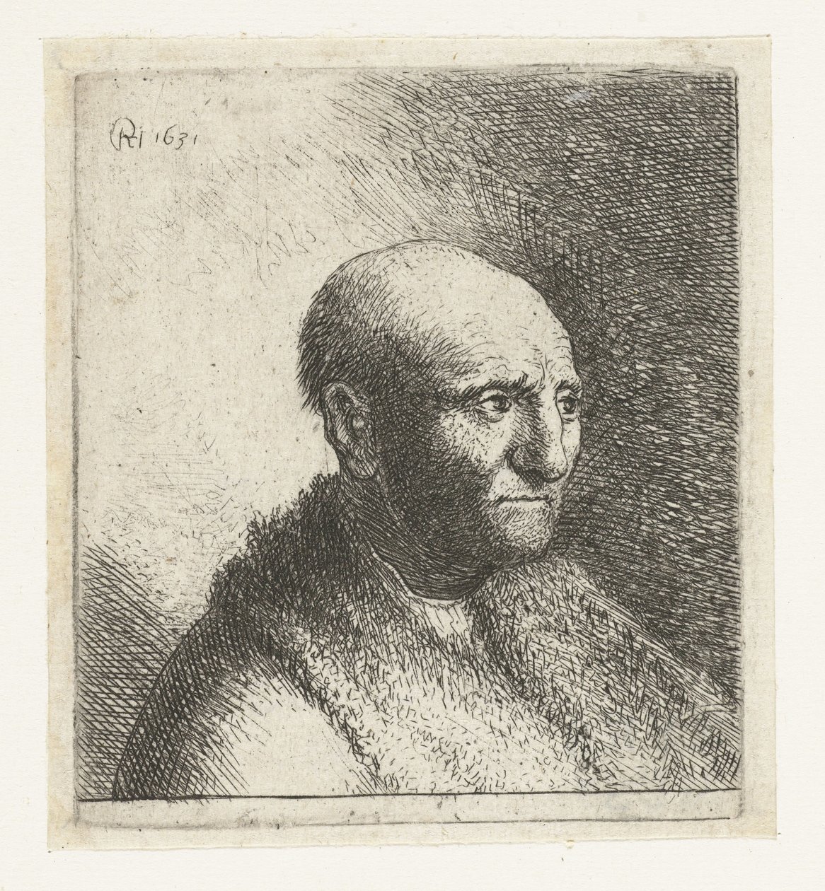 Kopasz prémes köpenyben: mellszobor alkotó: Rembrandt van Rijn