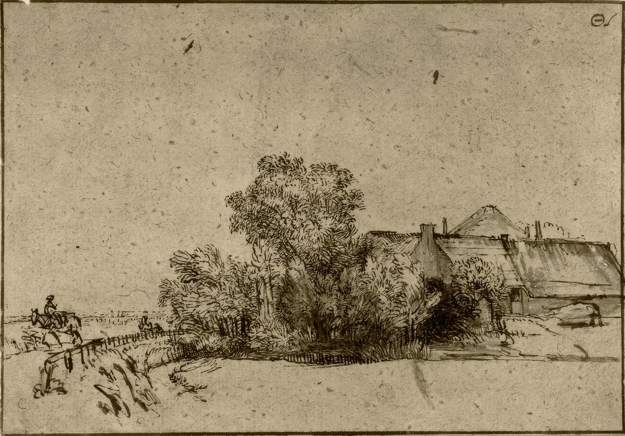 Parasztház Amsteldijkben alkotó: Rembrandt van Rijn