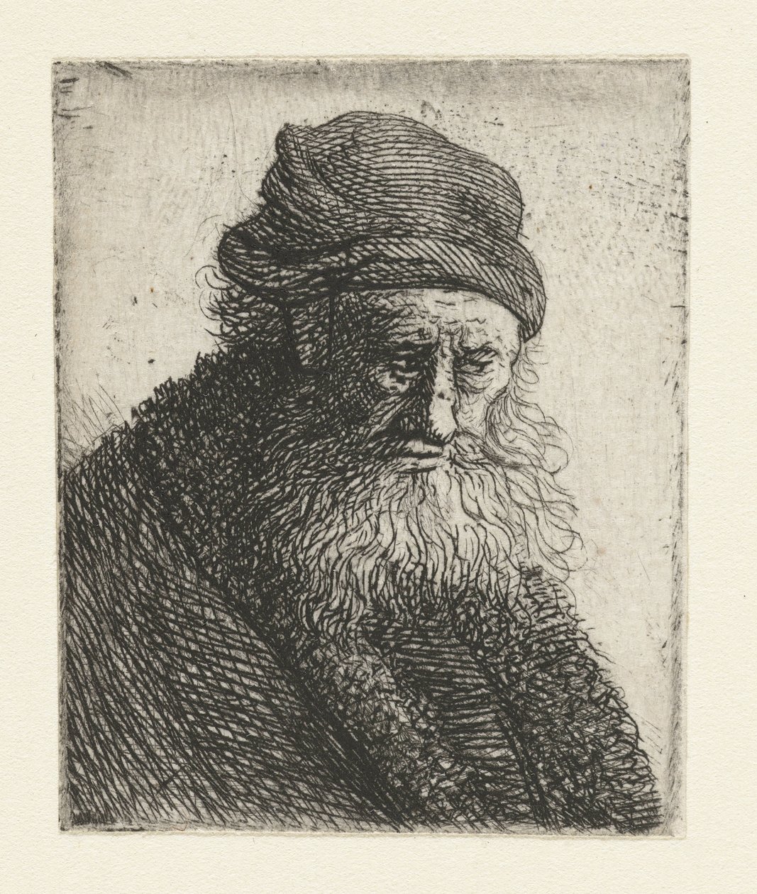 Szakállas férfi rövid hullámos hajjal: mell alkotó: Rembrandt van Rijn