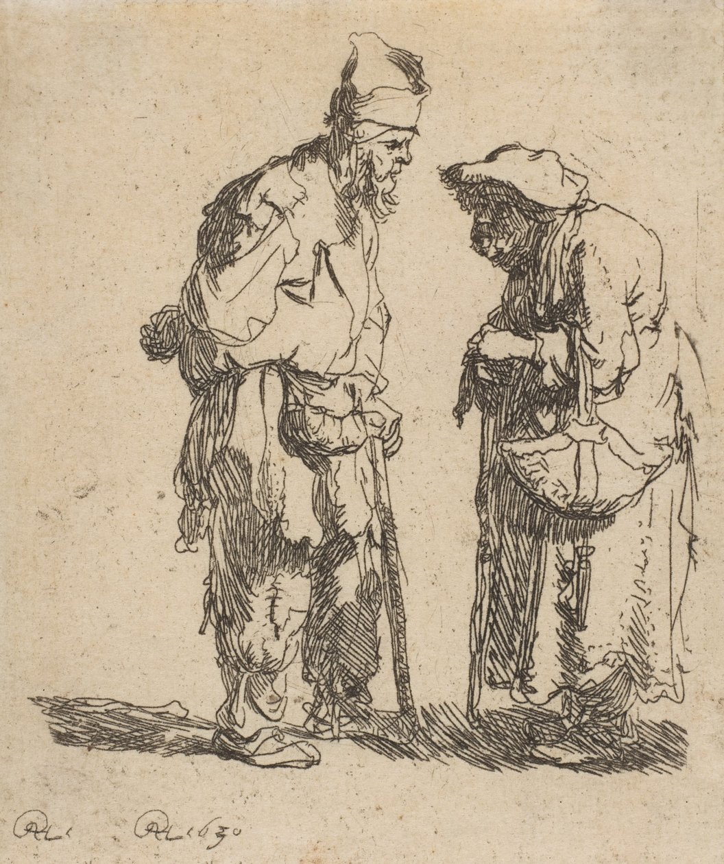 Koldus férfi és koldusasszony beszélget, 1630., 1630. alkotó: Rembrandt van Rijn