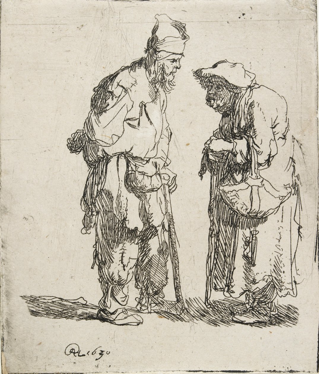 Koldus férfi és koldusasszony beszélget, 1630 alkotó: Rembrandt van Rijn