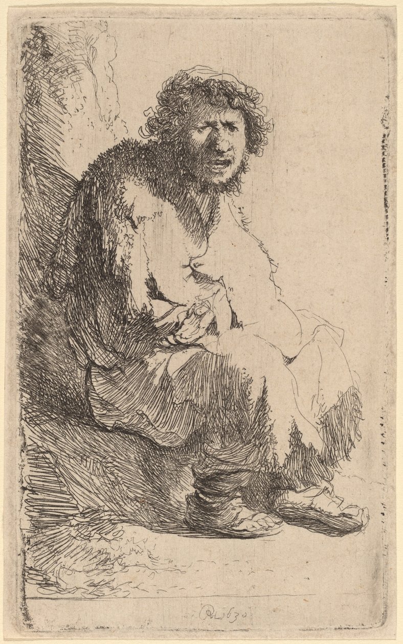 Koldus ül egy bankon alkotó: Rembrandt van Rijn