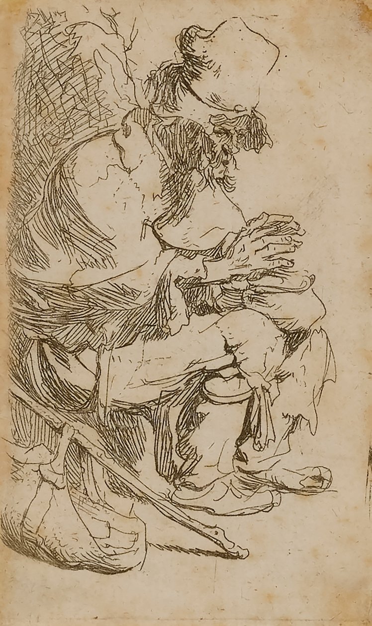 Koldus melegíti a kezét alkotó: Rembrandt van Rijn