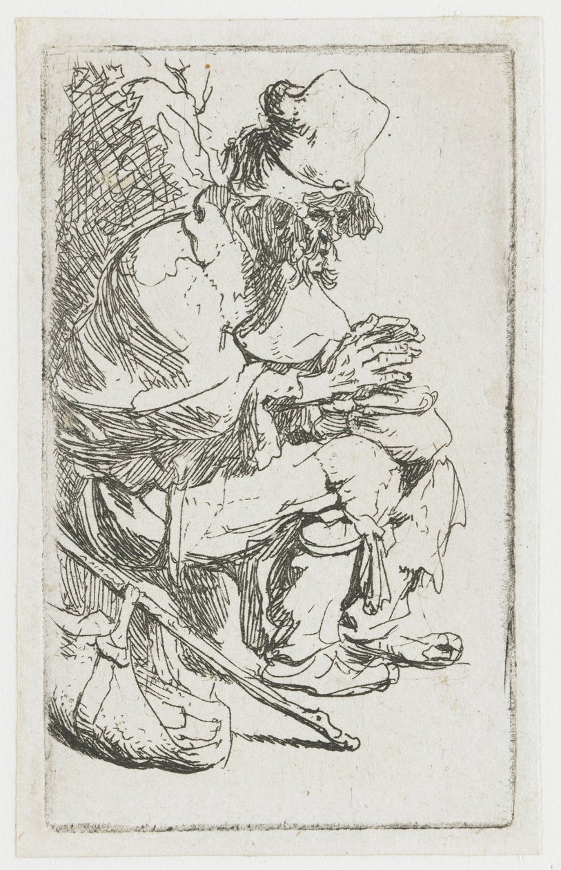 Koldus, aki a kezét melegíti alkotó: Rembrandt van Rijn