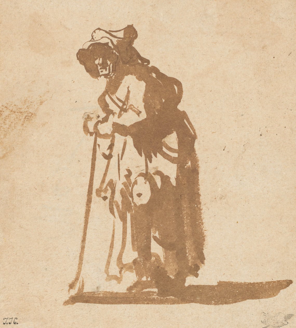 Botra támaszkodó koldusasszony, 16281630. alkotó: Rembrandt van Rijn