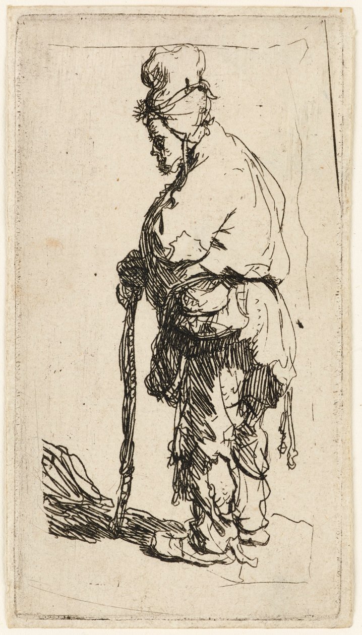 Botra támaszkodó koldus, 1630 körül. alkotó: Rembrandt van Rijn