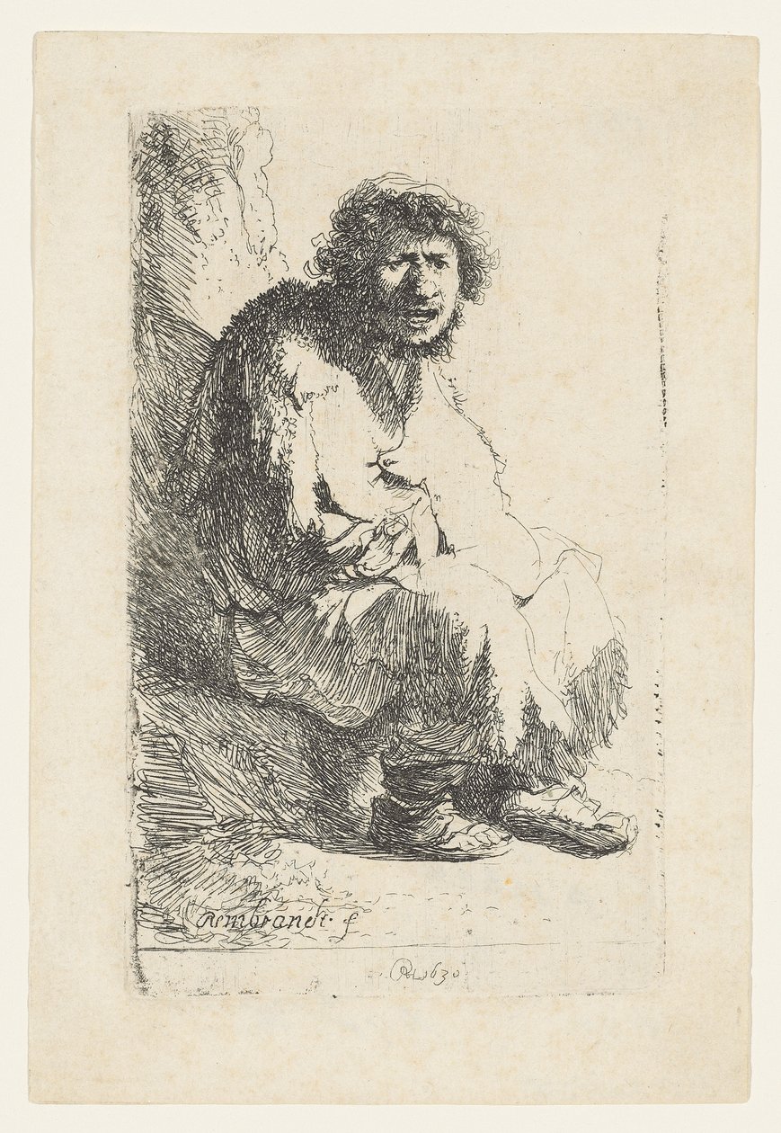 Egy bankon ülő koldus, 1630 alkotó: Rembrandt van Rijn