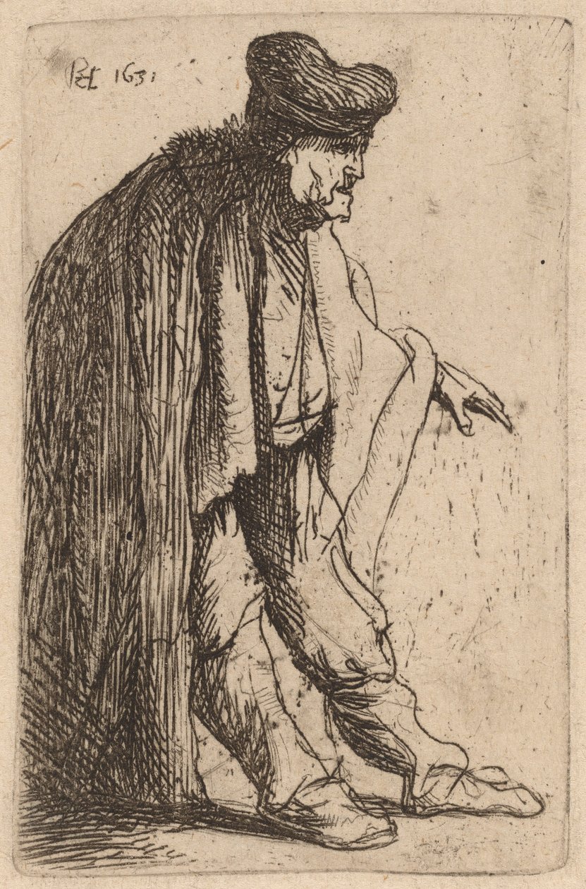 Koldus kinyújtott bal kezével alkotó: Rembrandt van Rijn