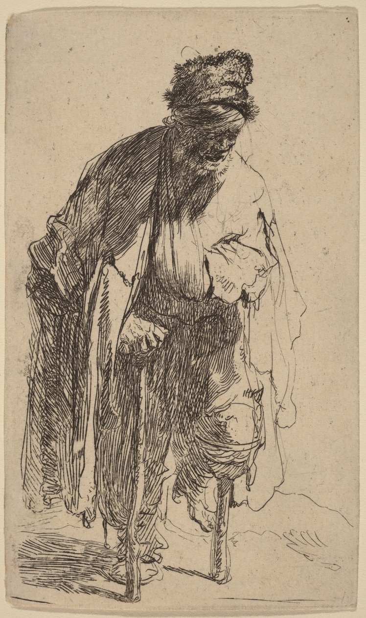 Fából készült lábú koldus alkotó: Rembrandt van Rijn
