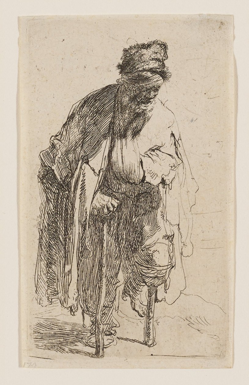 Fából készült lábú koldus alkotó: Rembrandt van Rijn