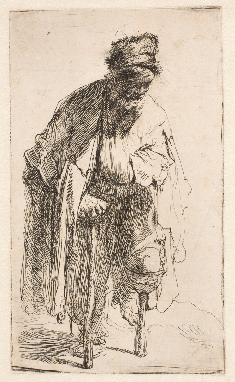 Fából készült lábú koldus alkotó: Rembrandt van Rijn