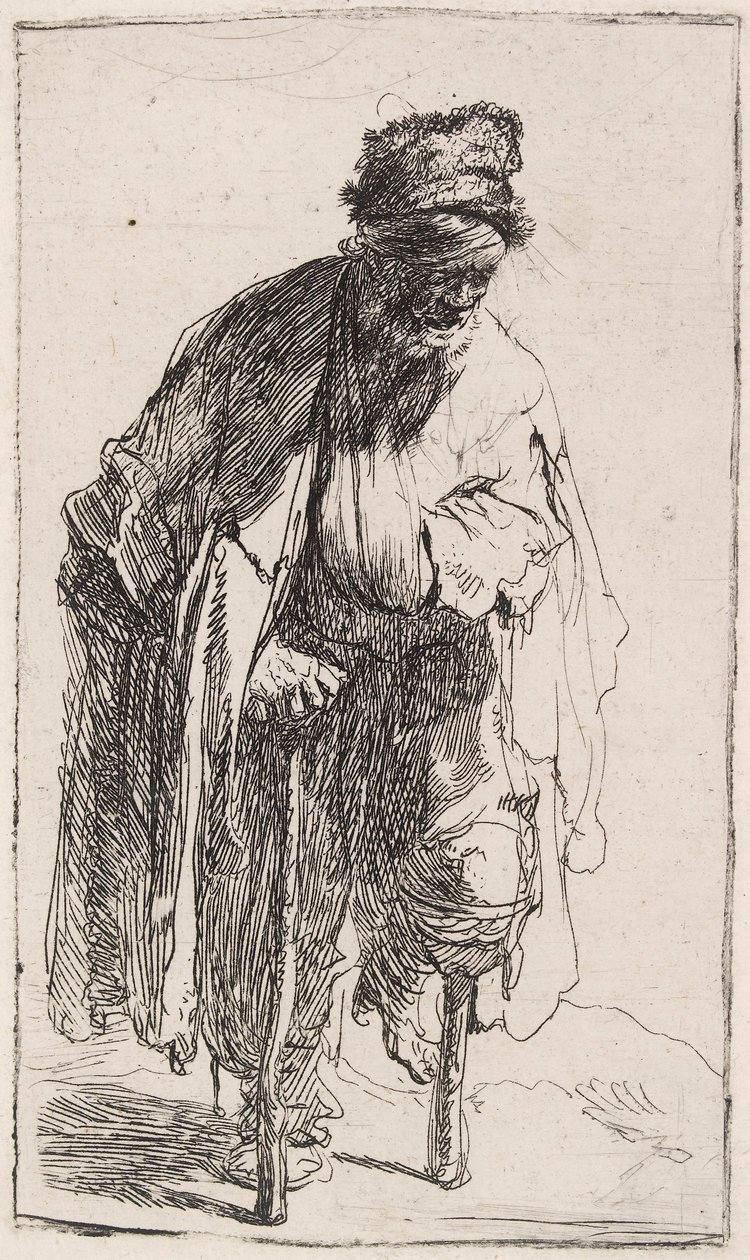 Falábú koldus, 1630 körül. alkotó: Rembrandt van Rijn