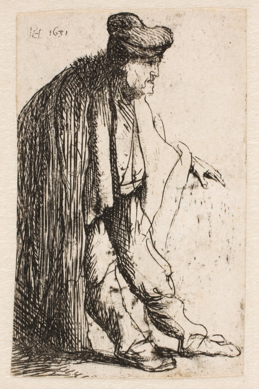 Koldus, bal kezét kinyújtva alkotó: Rembrandt van Rijn