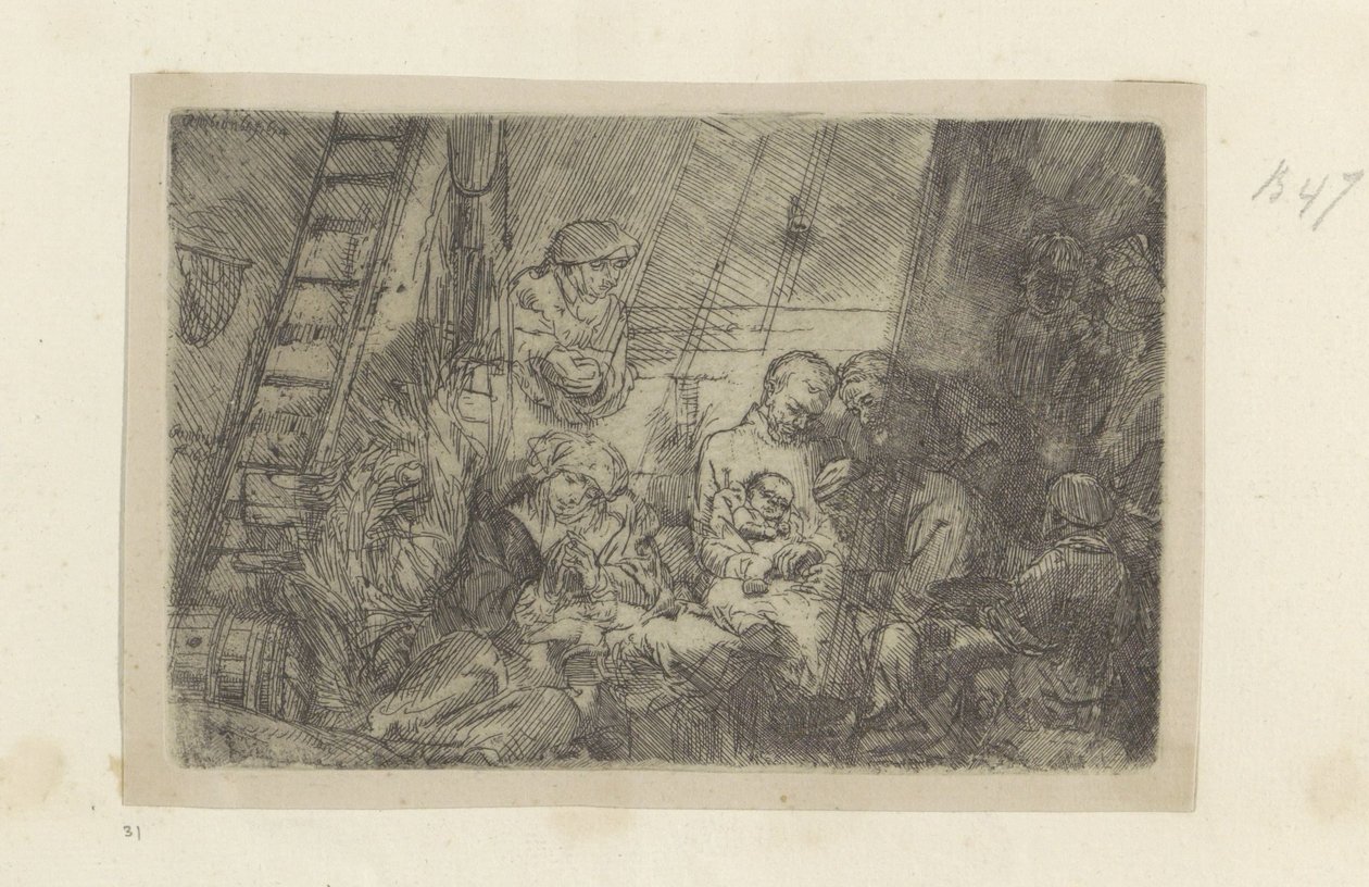Besnijdenis in de stal Nyolcvanöt eredeti nyomat gyűjteménye (sorozat címe) alkotó: Rembrandt van Rijn