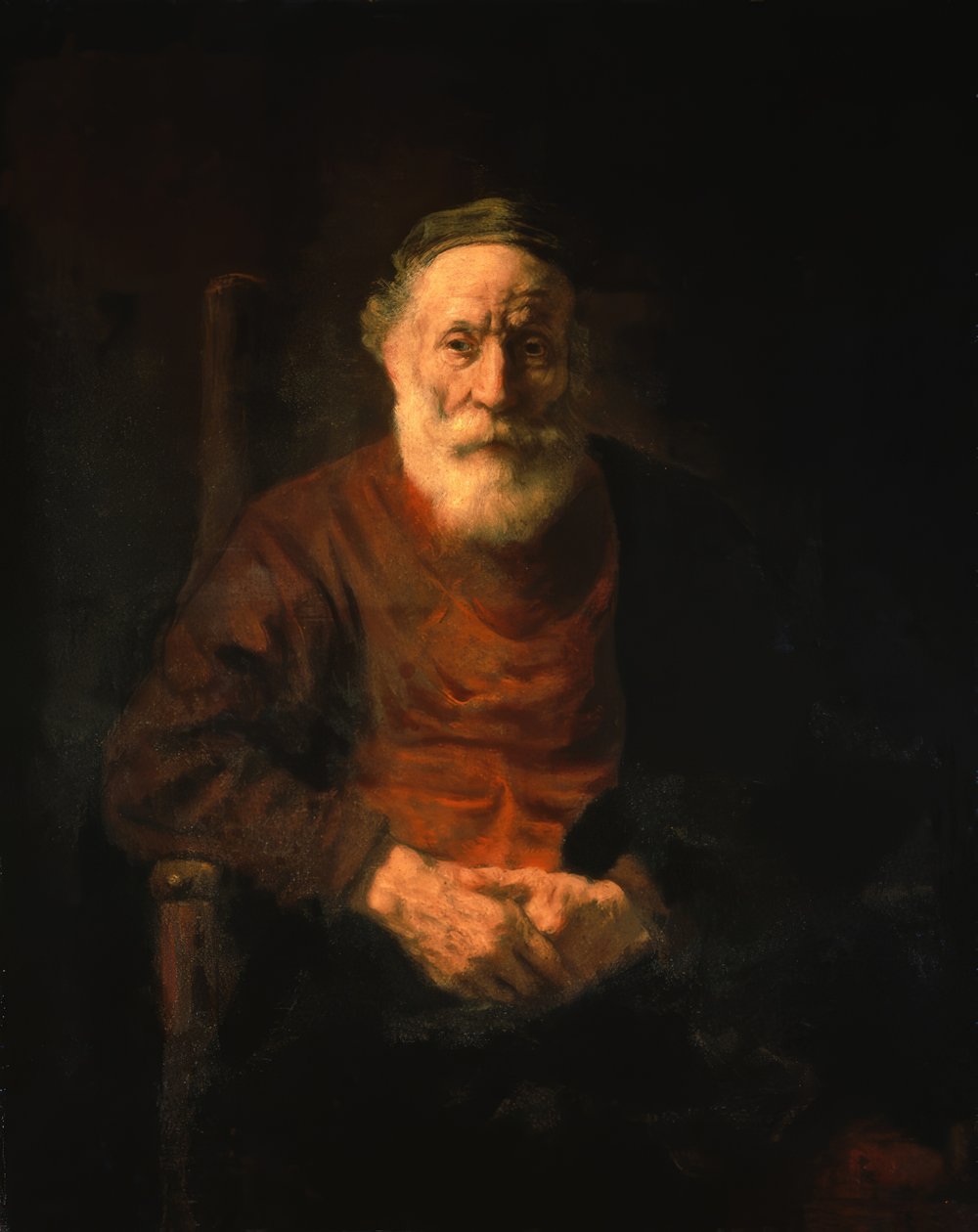 Egy vörös köpenyes öregember portréja alkotó: Rembrandt van Rijn