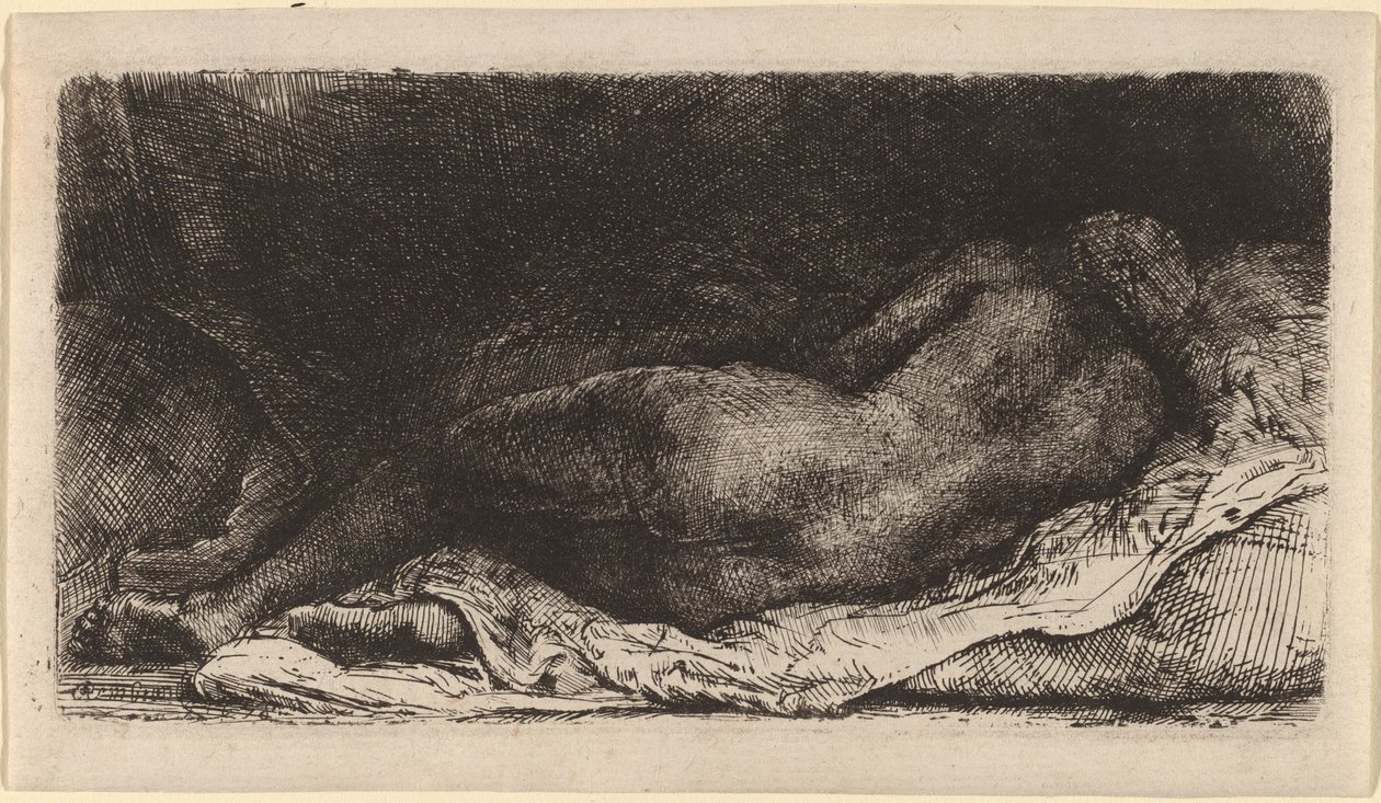 Fekete nő fekve alkotó: Rembrandt van Rijn