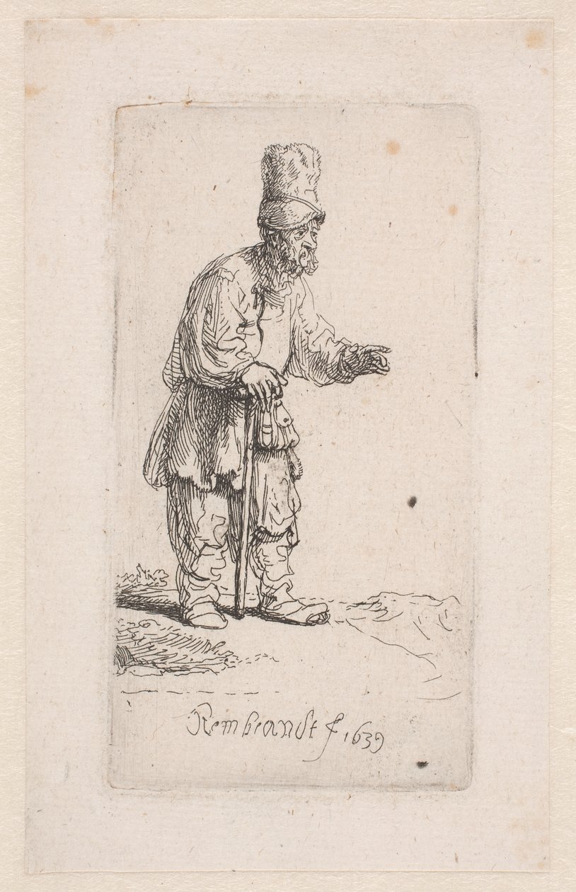 Botra támaszkodó paraszt alkotó: Rembrandt van Rijn