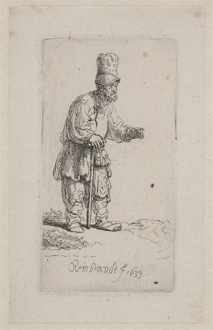 Botra támaszkodó paraszt alkotó: Rembrandt van Rijn