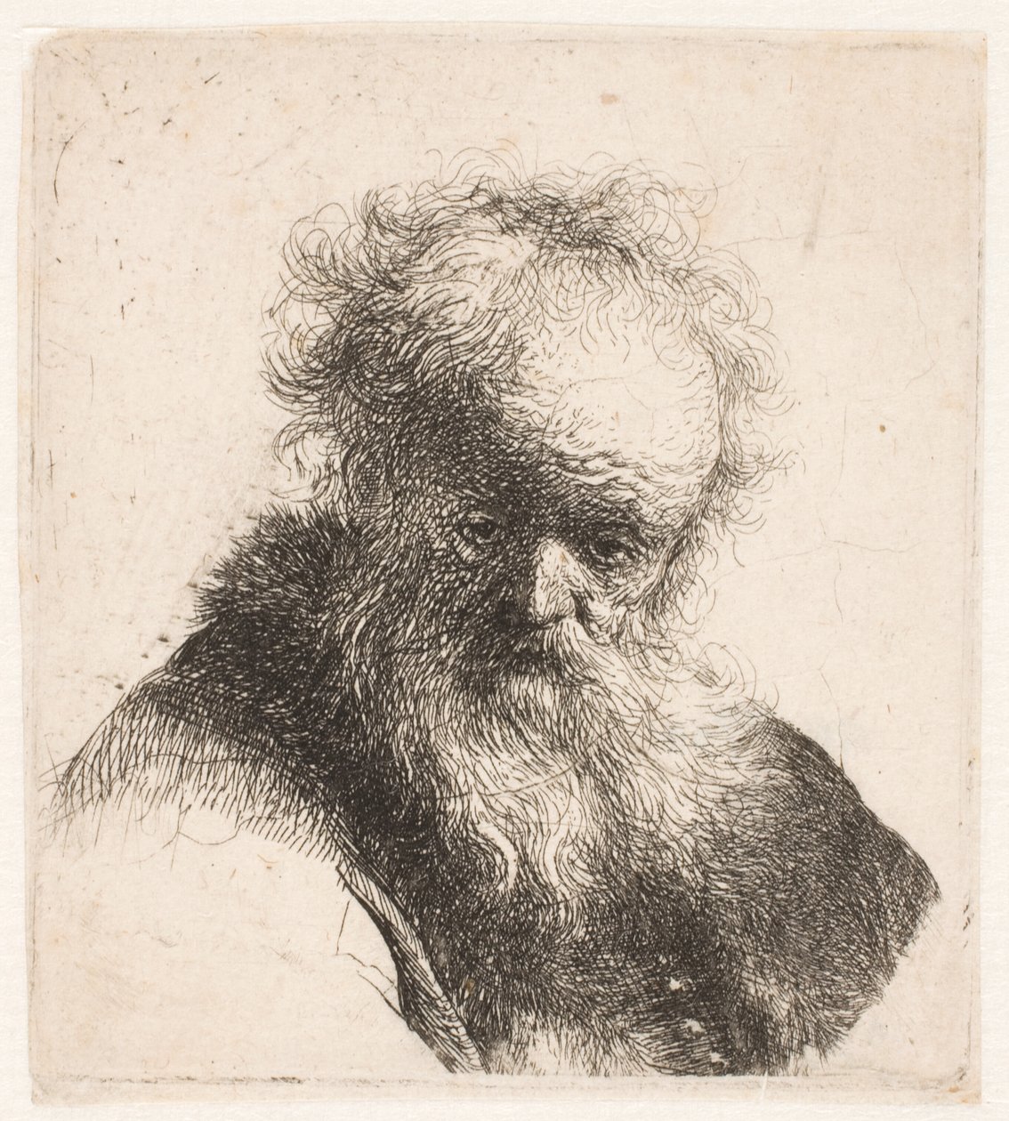 Egy hosszú szakállú, fehér ujjú öregember mellszobra alkotó: Rembrandt van Rijn