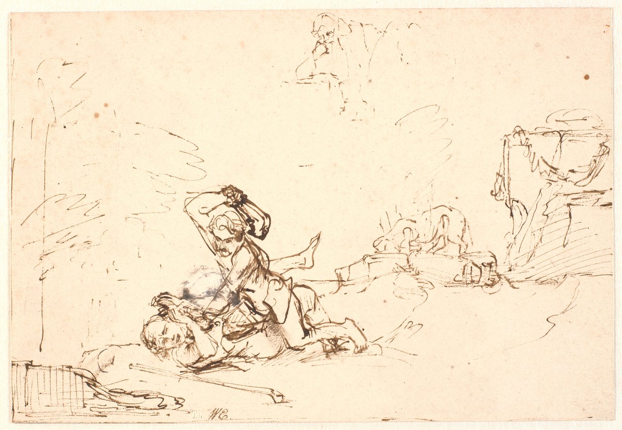 Káin megöli Ábelt alkotó: Rembrandt van Rijn